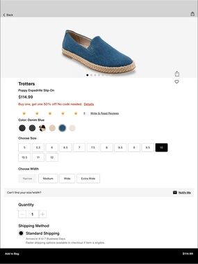 Trotters Poppy Espadrille Slip-On in Denim Blue
